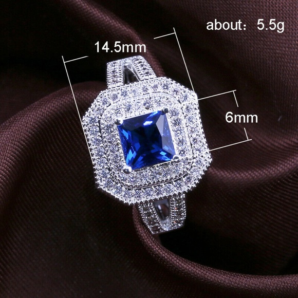 Elegant 925 Silver Blue Sapphire Ring New - Picture 6 of 6